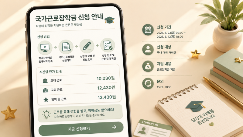 국가근로장학금 신청·근로처 고르는 법! 시급 1만원대 (교내 vs 교외 뭐가 나을까?)