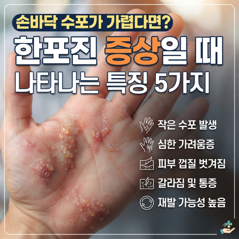 손바닥 수포가 가렵다면? 한포진 증상일 때 나타나는 특징 5가지