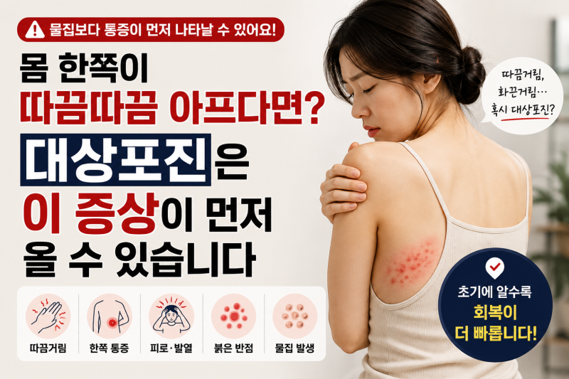 몸 한쪽이 따끔따끔 아프다면? 대상포진 초기증상은 이렇게 시작될 수 있어요