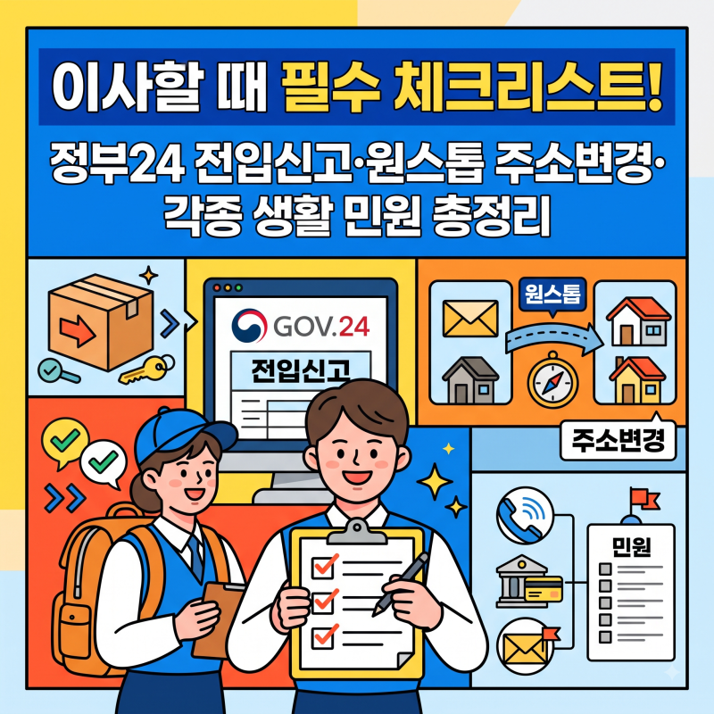 이사할 때 필수 체크리스트! 정부24 전입신고·원스톱 주소변경·각종 생활 민원 총정리