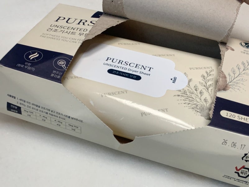 무향 건조기시트 추천, PURSCENT 비건 건조기시트 120매 사용 후기