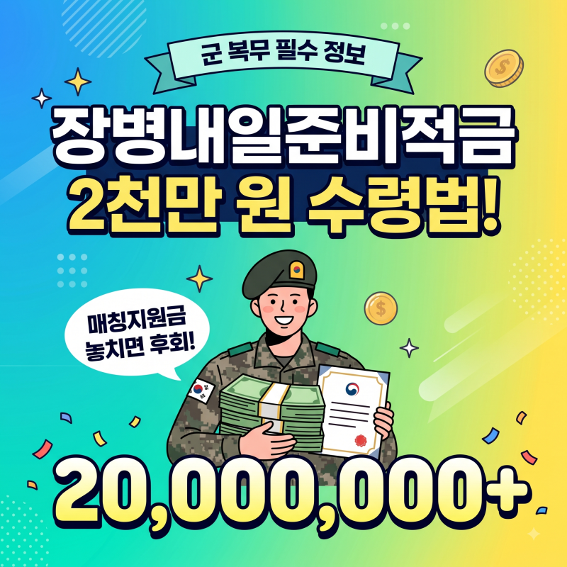 장병내일준비적금 매칭지원금 놓치면 후회하는 이유, 전역 시 2천만 원 수령법
