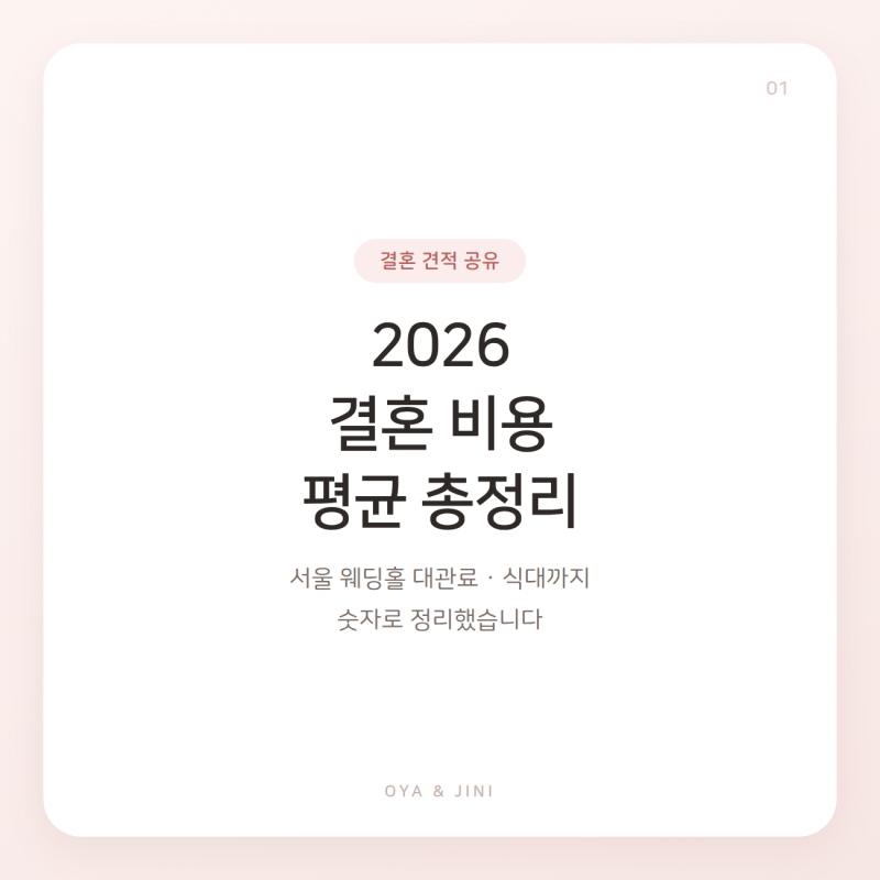 결혼 비용 얼마나 들까? 2026 평균과 서울 웨딩홀 시세 정리