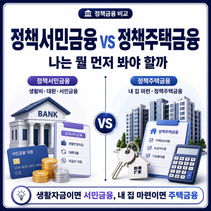 정책서민금융 vs 정책주택금융, 나는 뭘 먼저 봐야 할까