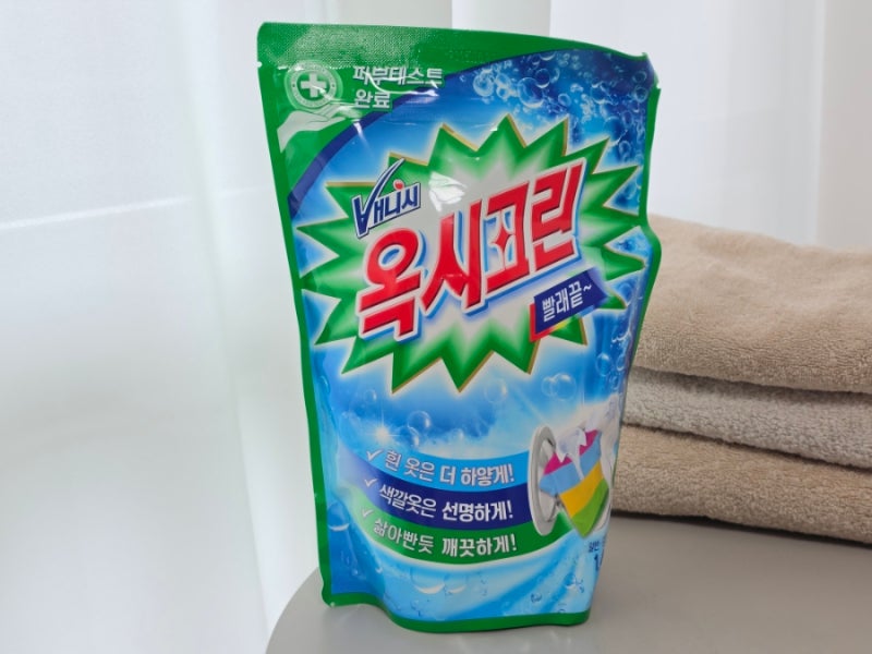 흰옷 색깔옷 산소계표백제 옥시크린 가루형 사용법