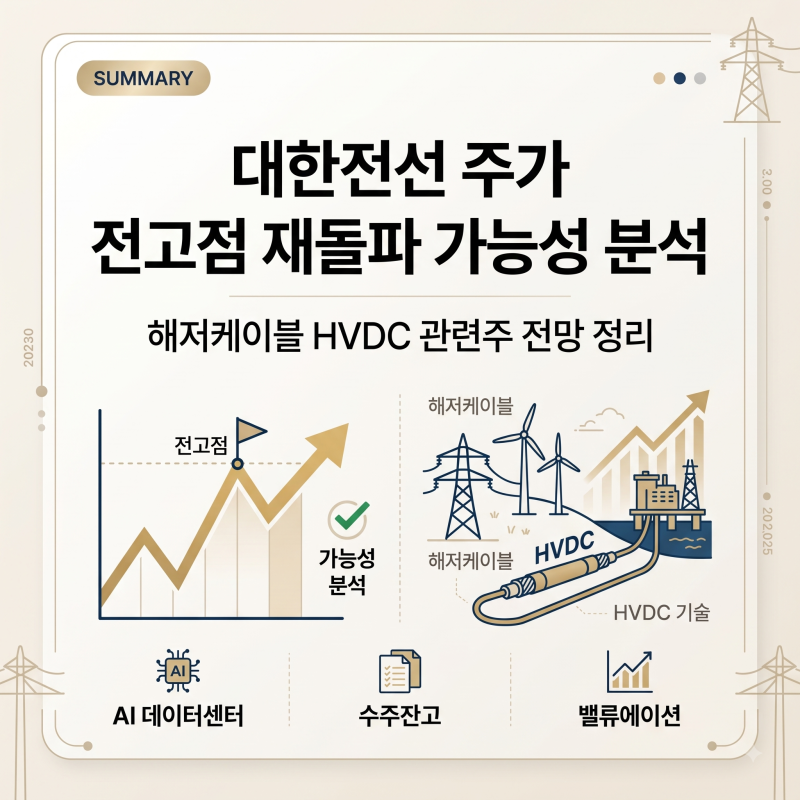대한전선 주가 전고점 재돌파 가능성 분석, 해저케이블 HVDC 관련주 전망 정리