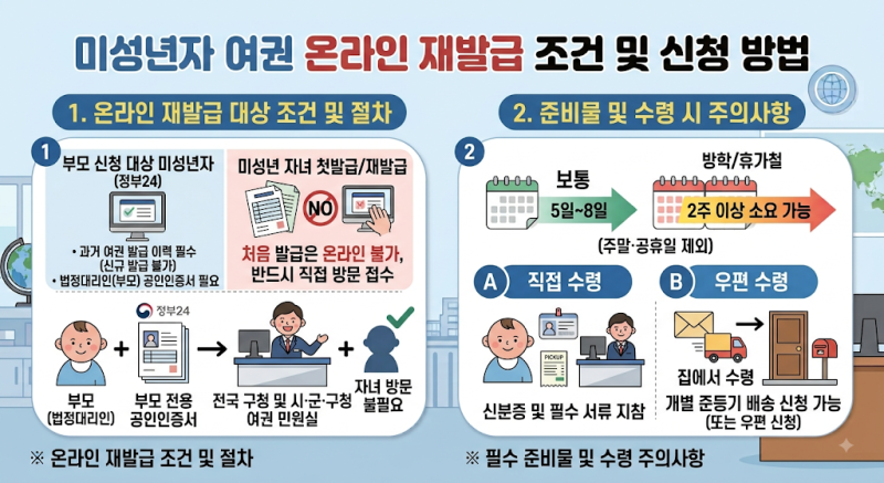 미성년자 여권 온라인 재발급 방법 : 부모가 정부24로 신청하는 방법과 주의사항