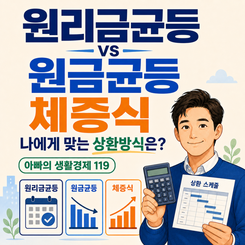 원리금균등 vs 원금균등 vs 체증식 차이｜3억 대출 시 총이자는 얼마나 다를까?