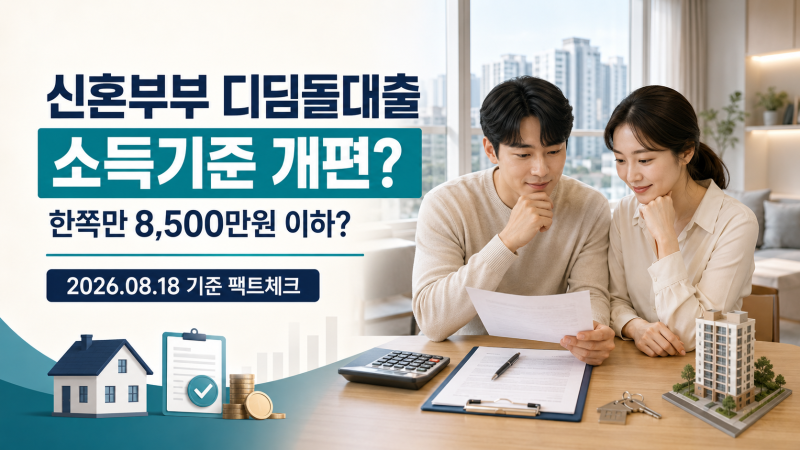 신혼부부 디딤돌대출 소득기준 개편? ‘한쪽만 8,500만원 이하’ 발표 사실 확인?