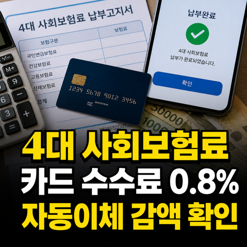4대 사회보험료 신용카드 납부 수수료 0.8%와 자동이체 감액