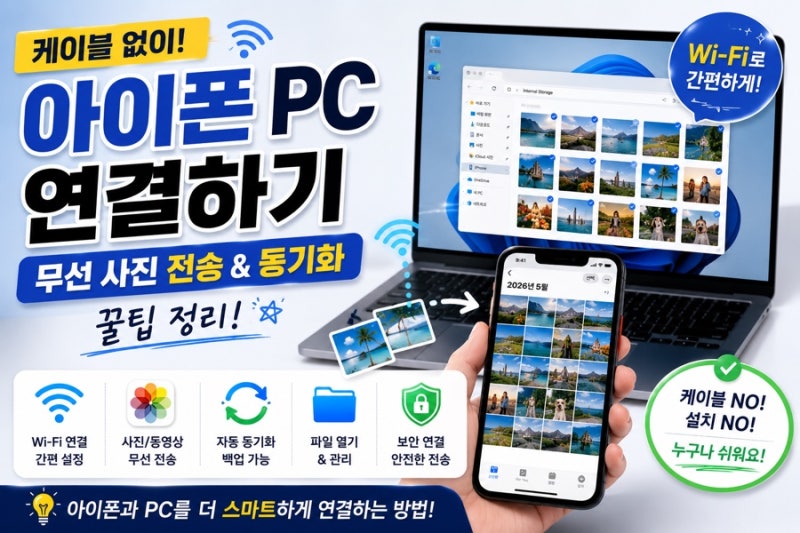 케이블 없이 아이폰 PC 연결하기, 무선 사진 전송 및 동기화 꿀팁 정리