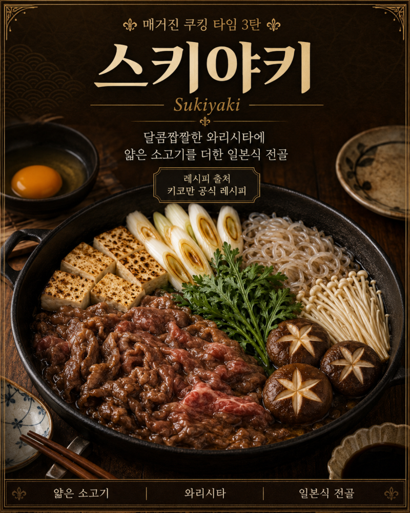 일본 스키야키 만들기｜키코만 공식 레시피로 만드는 달콤짭짤 일본식 전골