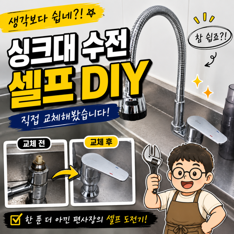 싱크대 수전 셀프 DIY, 생각보다 쉽네?l 코브라 싱크대 원홀 주방수전