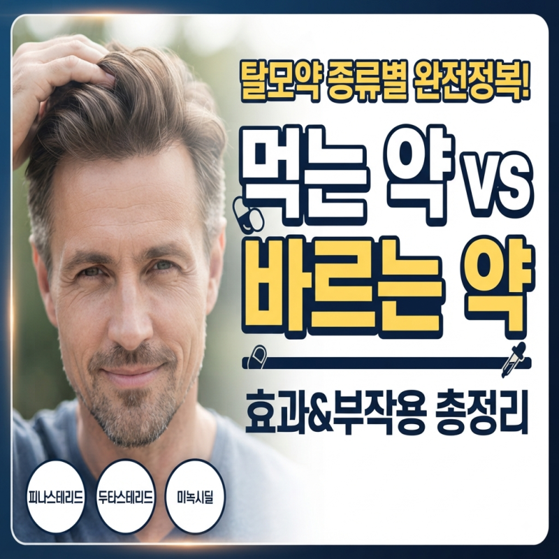 탈모약 종류 총정리: 피나스테리드·두타스테리드·미녹시딜 효과 및 부작용 완벽 가이드
