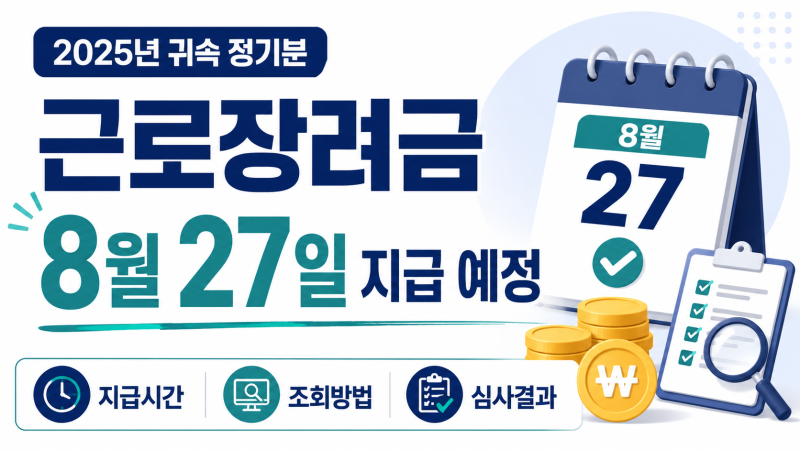 2026 근로장려금 지급일 8월 27일 예정｜지급시간·심사결과·홈택스 조회방법