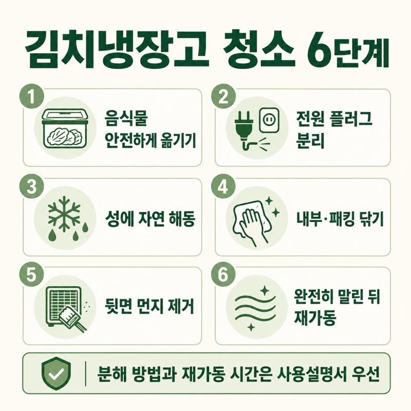 김치냉장고 청소 방법, 성에부터 내부 냄새와 뒷면 먼지까지