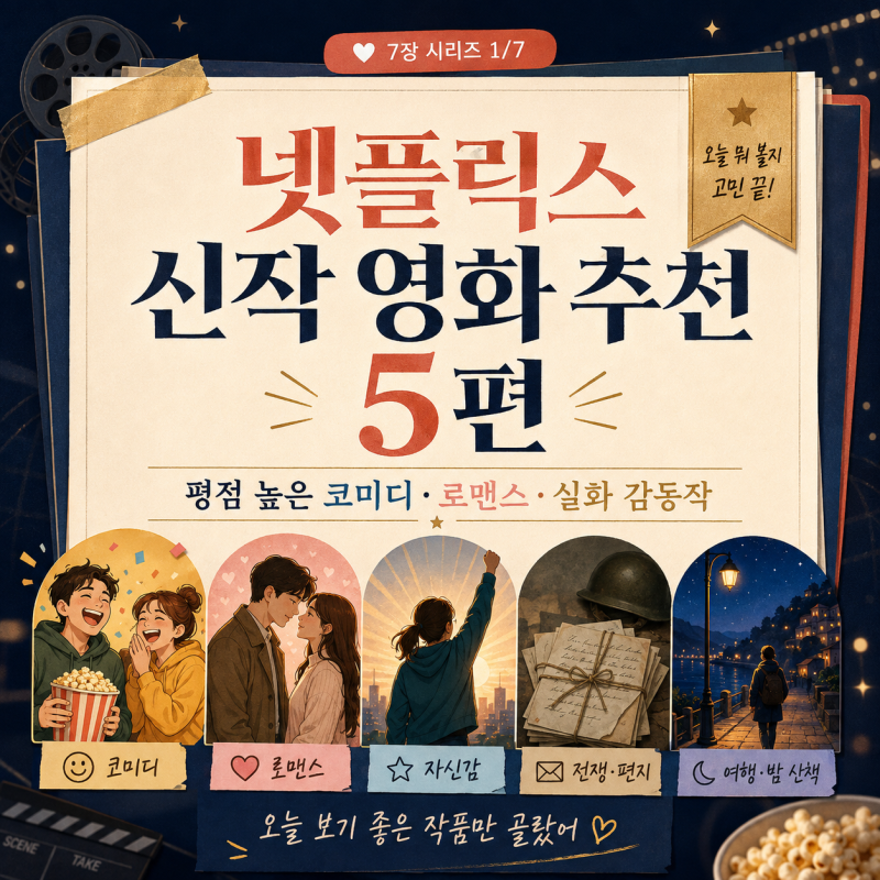 넷플릭스 신작 영화 추천 5편｜평점 높은 코미디·로맨스·실화 감동작