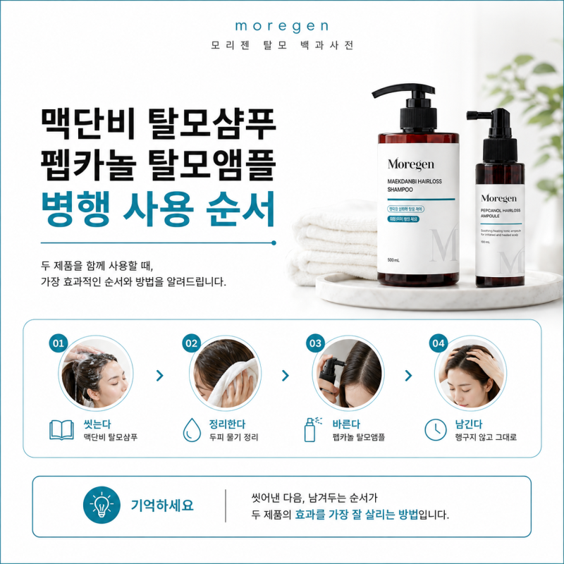 맥단비 탈모샴푸 펩카놀 탈모앰플 병행 사용 순서