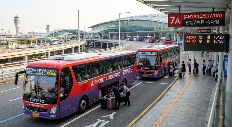 인천공항에서 범계 의왕 한일타운 동수원 가는 N4000 심야버스 시간표 정리