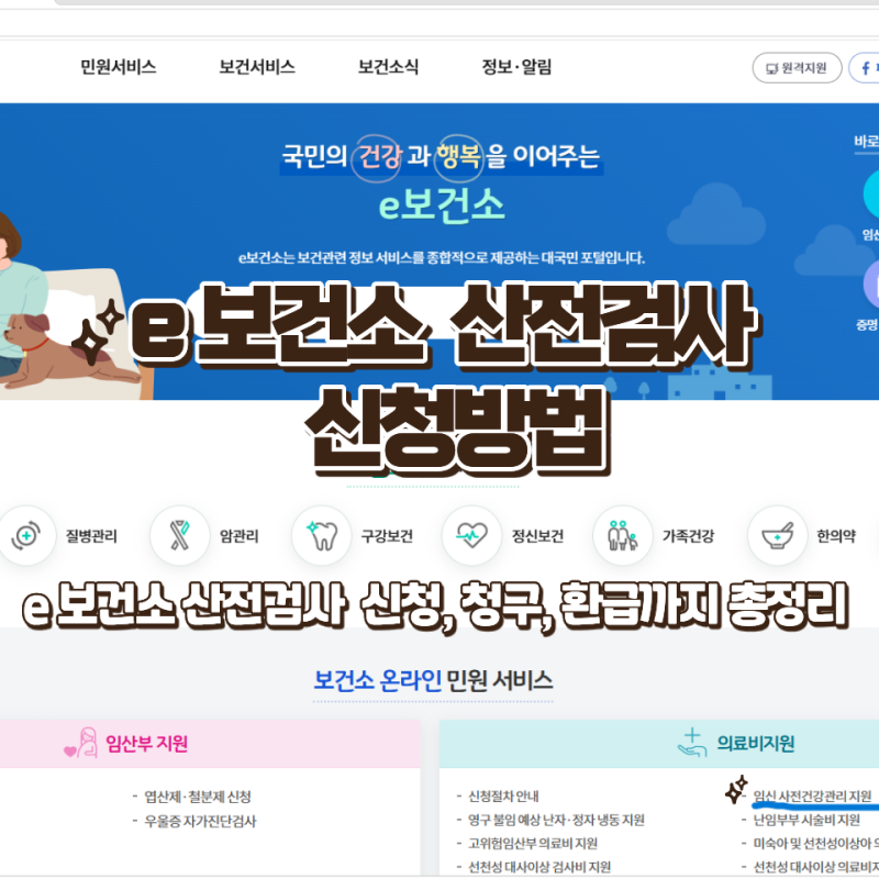 e보건소 산전검사 신청 및 청구 방법