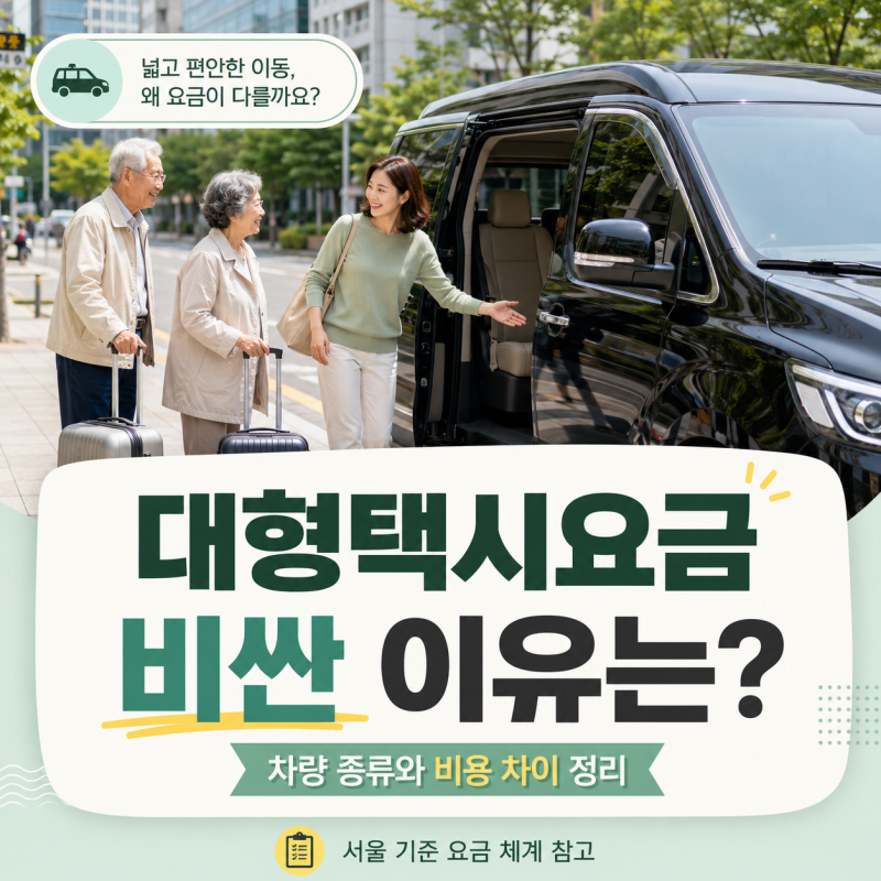 대형택시요금 비싼 이유는? 차량 종류와 비용 차이 정리