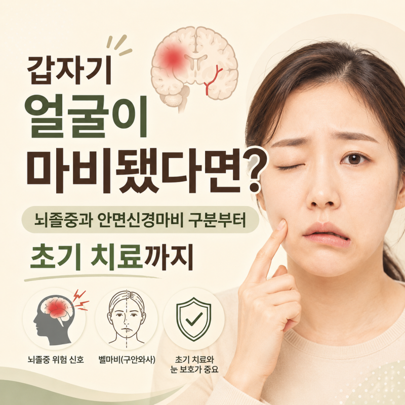 갑자기 얼굴이 마비됐다면? 뇌졸중과 안면신경마비 구분부터 초기 치료까지