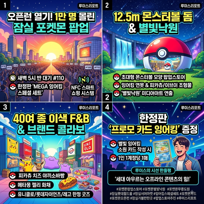 [팝업/트렌드] "새벽 5시 반에도 110번대?"… 1만 명 몰린 잠실 롯데월드몰 '포켓몬 별빛낙원 & ....