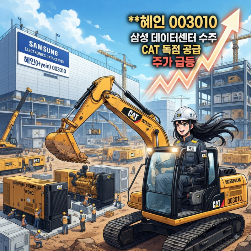 ⚡ [주식분석] 캐터필라 독점 딜러 혜인, 삼성전자 투자 소식에 상한가 직행한 비밀
