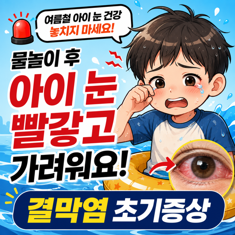 물놀이 후 아이 눈 빨갛고 가려워요, 결막염 초기증상