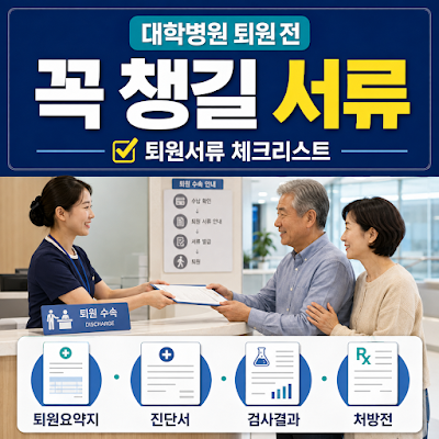 대학병원 퇴원할 때 꼭 받아야 하는 서류는 무엇인가요?