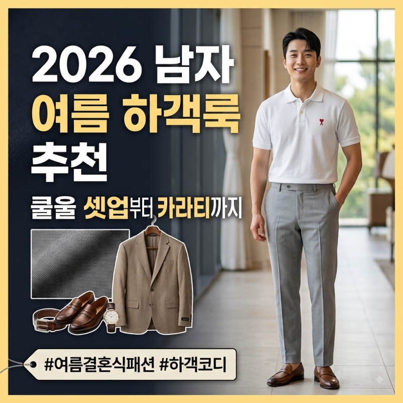 남자 여름 하객룩 추천 : 쿨울 셋업부터 카라티 슬랙스 조합까지