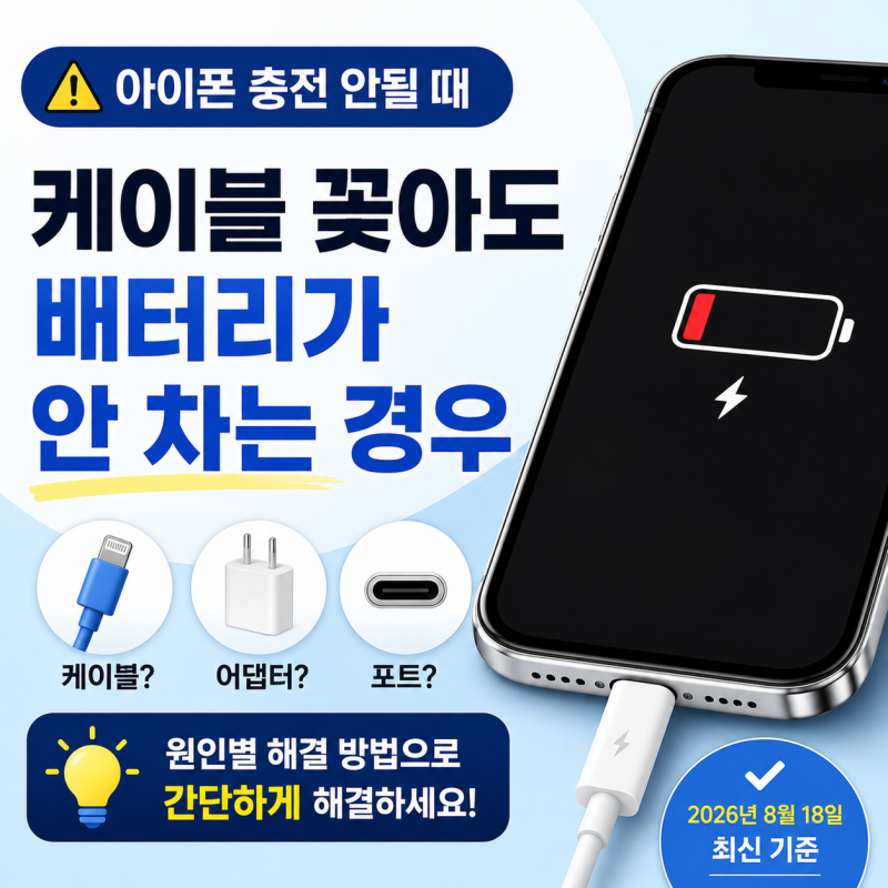아이폰 충전 안될 때, 케이블 꽂아도 배터리가 안 차는 경우