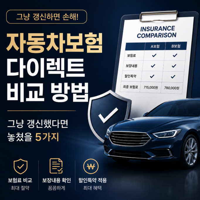 자동차보험 다이렉트 비교 방법, 그냥 갱신했다면 놓쳤을 5가지