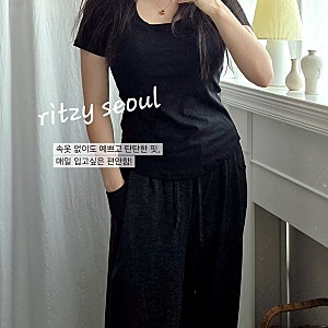 캡내장 반팔티 핏좋은 데일리룩 릿지서울 노브라웨어 무보정 착용샷