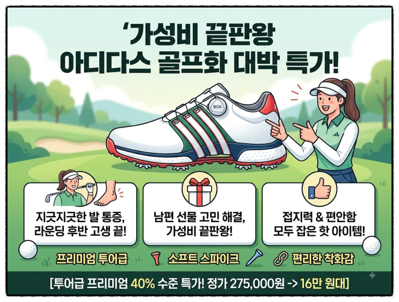 가성비 끝판왕 아디다스 투어 피에프 보아 골프화 대박 특가~