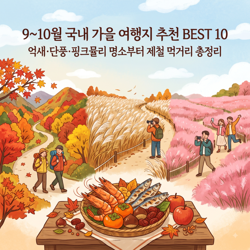 9~10월 국내 가을 여행지 추천 BEST 10: 억새·단풍·핑크뮬리 명소부터 제철 먹거리 총정리