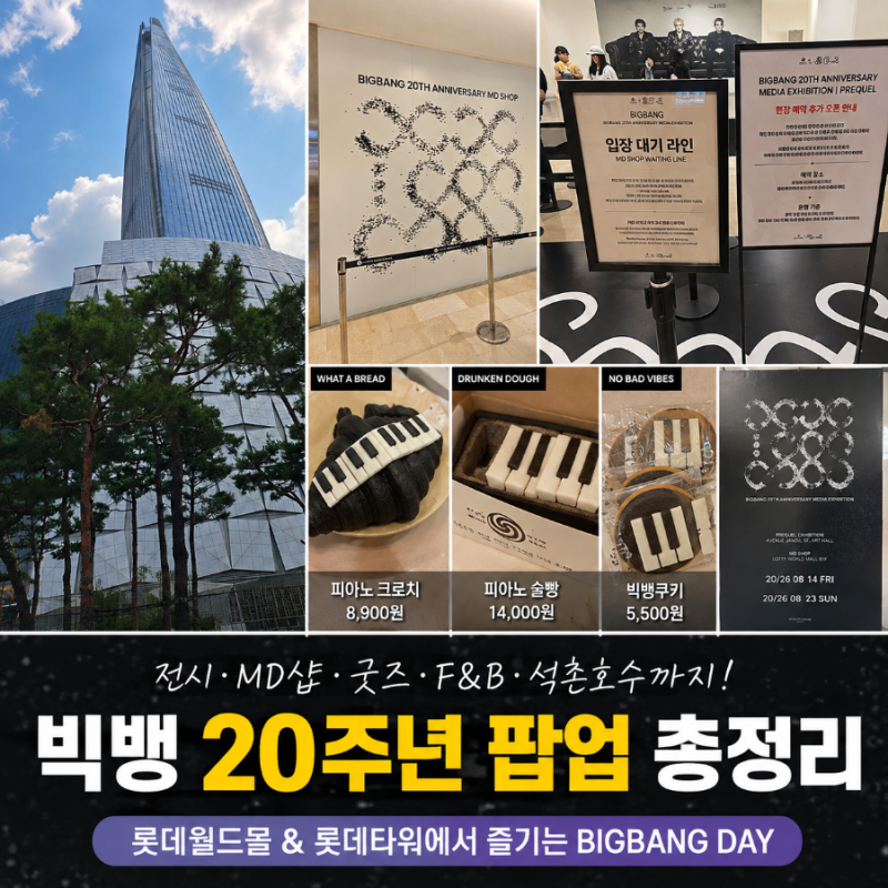 빅뱅 20주년 팝업 총정리｜롯데월드몰 전시·MD샵 굿즈·F&B·석촌호수까지 직접 다녀온 후기