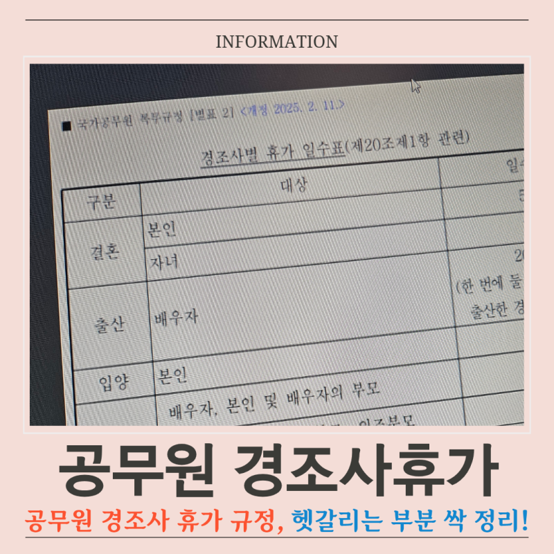 2026 공무원 경조사 휴가 규정 결혼·출산·사망 특별휴가 며칠?