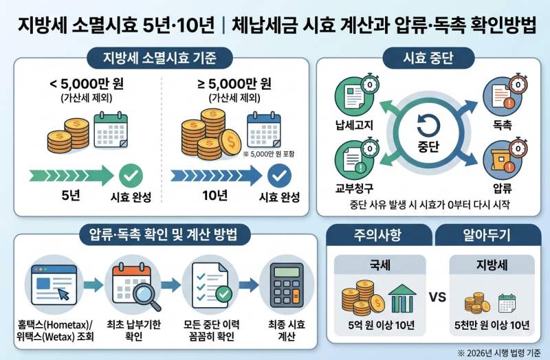 지방세 소멸시효 5년·10년｜체납세금 압류·독촉·정리보류 확인방법