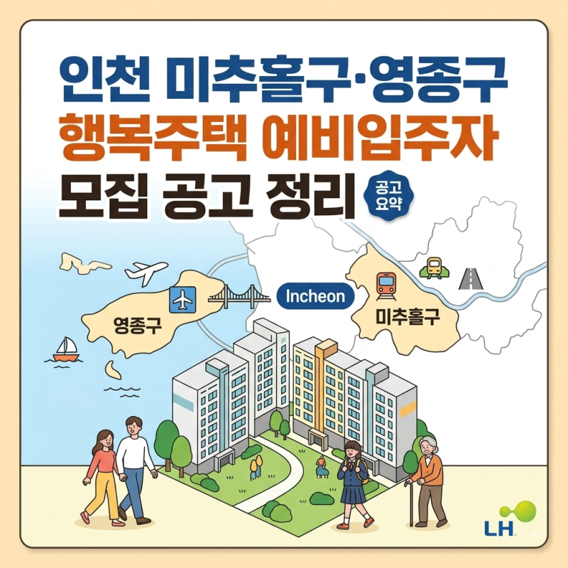 [LH] 인천 미추홀구·영종구 행복주택 예비입주자 모집 공고 정리 (모집 일정, 모집 규모, 자격....
