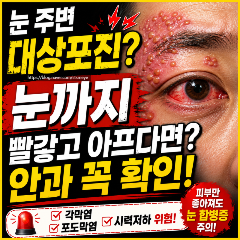 눈 주변 대상포진, 눈까지 빨갛고 아프다면 안과 꼭 확인하세요 : 송탄 안과