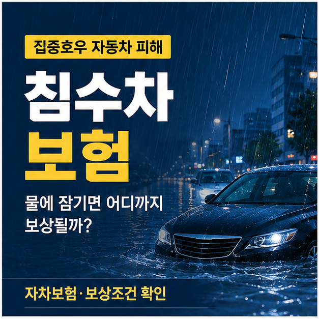 침수차 보험, 물에 잠겼다면 어디까지 보상될까요?