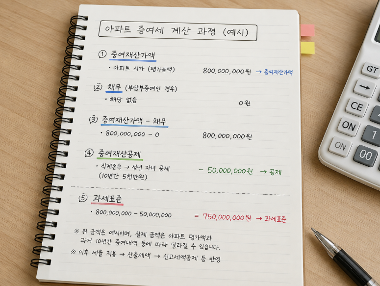 아파트 증여시 증여세, 얼마나 나올까? 계산 방법과 신고기한 정리