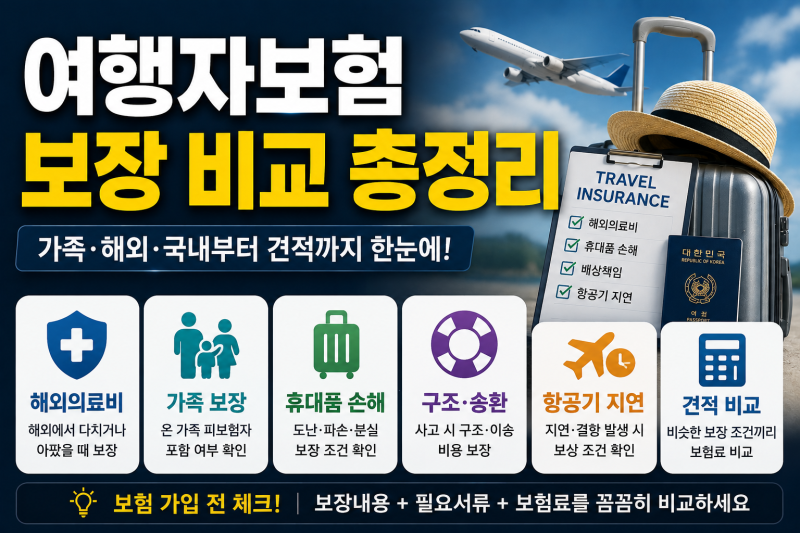 여행자보험 보장 비교, 가족·해외·국내부터 견적까지 총정리