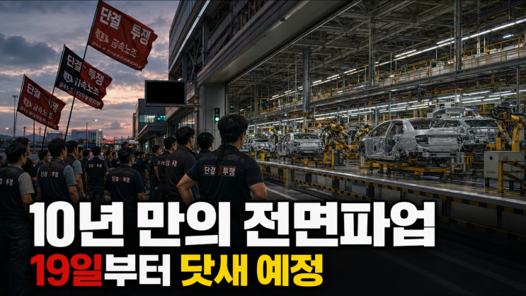 <b>현대차</b> 노조 10년 만에 <b>전면파업</b>…19일부터 닷새간 추가 <b>파업</b>
