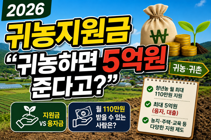 2026 귀농귀촌 지원금, 실제로 얼마 받을 수 있을까?