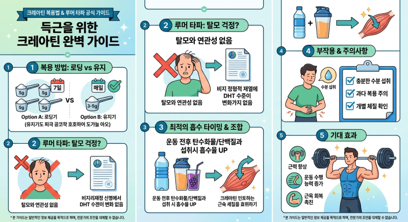 [헬스보충제] 크레아틴 복용법 총정리 - 로딩기 필수 여부, 탈모 루머의 진실과 올바른 섭취 ....