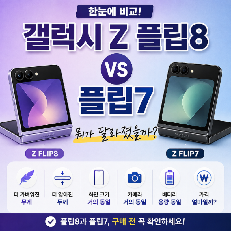 갤럭시 z플립8 vs 플립7 차이 총정리｜가격·무게·성능, 바꿀 만할까?