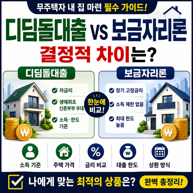 무주택자가 내 집 마련을 위해 반드시 알아야 할 디딤돌대출과 보금자리론의 결정적 차이는 ....