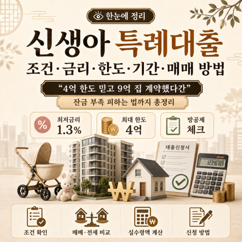 신생아 특례대출 조건 금리 한도 기간 매매 방법 — "4억 한도 믿고 9억 집 계약했다간" 잔금 ....